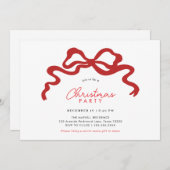 Élégante Bow rouge Noël Invitation (Devant / Derrière)