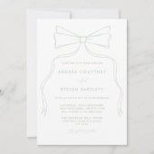 Elegante Bow White en Green Wedding Invitation Kaart (Voorkant)