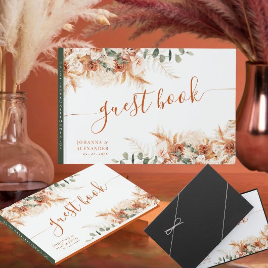 Elegante Bright Boho Terracotta Script Wedding Gastenboek