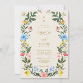 Elegante Bright Wildflower bruiloft Kaart (Voorkant)