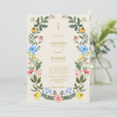 Elegante Bright Wildflower bruiloft Kaart (Staand voorkant)