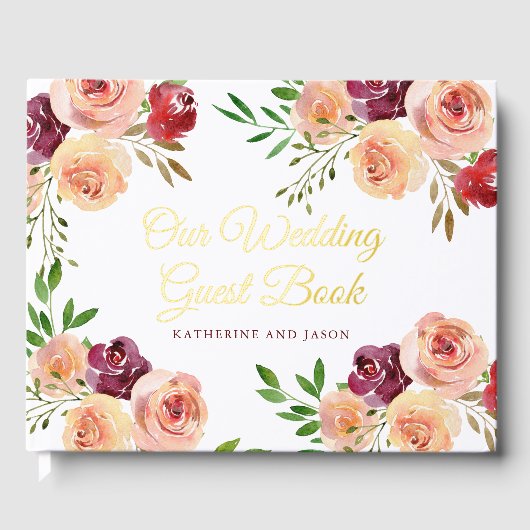 Élégante Broche de Bourgogne Florale Mariage Gold  (Recto)