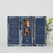 Élégante Brochure d'Agate Bleu Or (Debout devant)