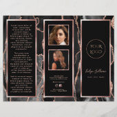 Élégante Brochure d'agate d'or Rose noir (Devant)