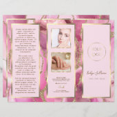 Élégante Brochure d'agate rose et or (Devant / Derrière)