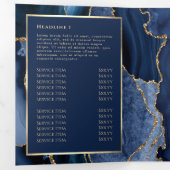 Élégante Brochure triple Agate Bleu et Or (Intérieur en premier)