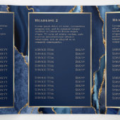 Élégante Brochure triple Agate Bleu et Or (Intérieur au milieu)