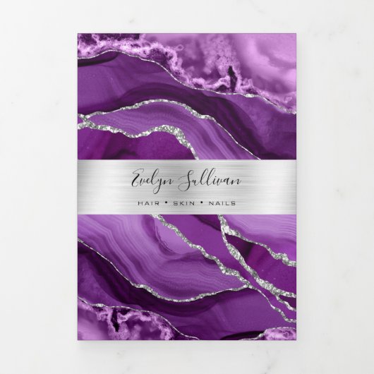 Élégante Brochure triple Agate violet et argenté (Page de couverture)