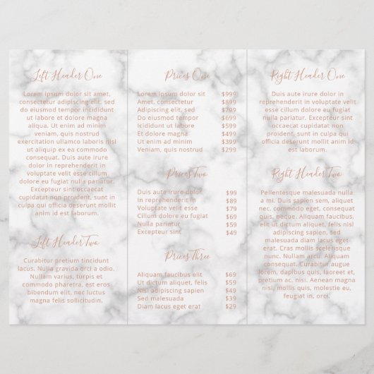 Élégante Brochure triplée en marbre doré Rose (Dos)