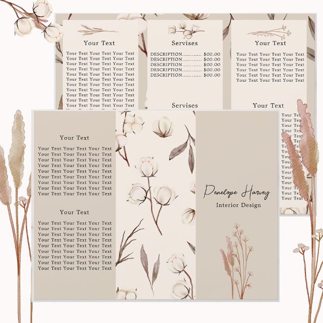 Élégante Brochure triplée rose coton botanique (Créateur téléchargé)