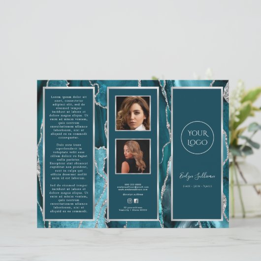 Élégante Brochure Turquoise d'Agate Argent (Debout devant)