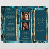 Élégante Brochure Turquoise Or Agate (Devant / Derrière)