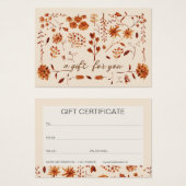Elégante Brown Automne Rustique Carte cadeau Flora (Devant & derrière)