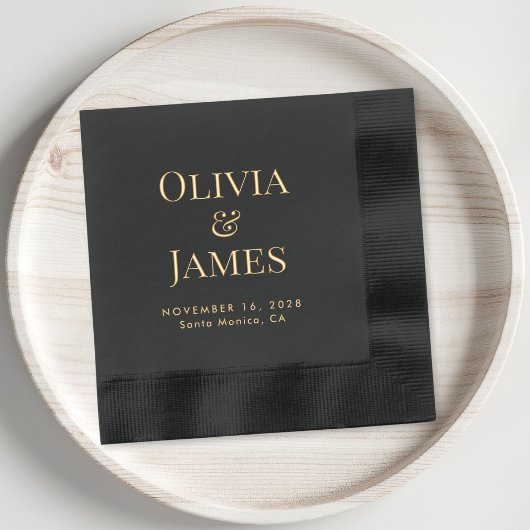 Elegante bruid bruidegom Monogram bruiloft Folie Servetten