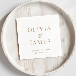 Elegante bruid bruidegom monogram witte goud bruil servet