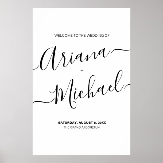 Elegante bruid bruidegom namen Script aangepaste b Poster (Voorkant)