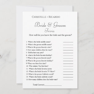 Elegante bruid & bruidegom trivia vrijgezellenfees aankondiging