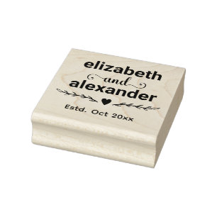 Elegante bruid bruidegom typografie monogram trouw rubberstempel