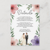 Elegante Bruid & Bruidegom Zomer Bloem Bruiloft in Informatiekaartje (Voorkant)
