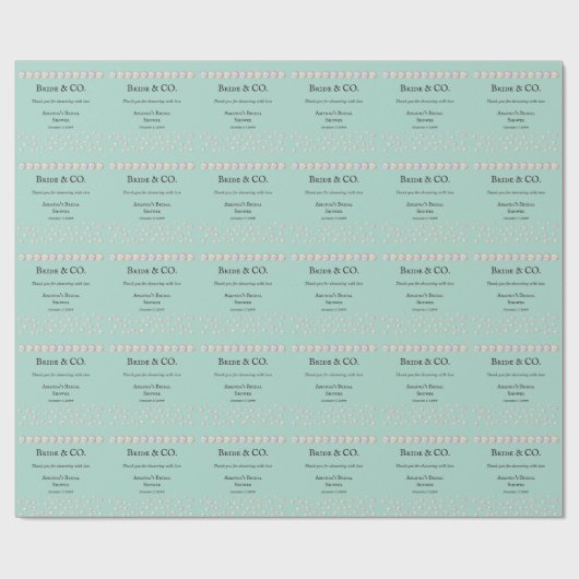 Elegante Bruid & Co Teal Blauwe Parel Bruidsuitnod Cadeaupapier (Vlak)