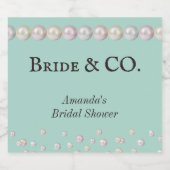 Elegante Bruid & Co Turkoois Parel Bruiloft Borrel Sparkling Wijnetiket (Enkel label)