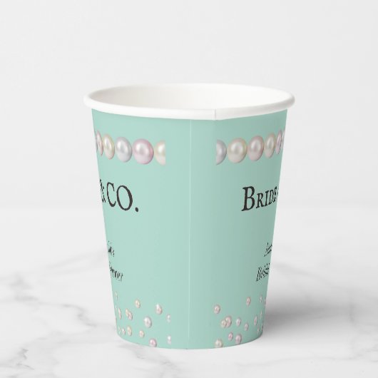 Elegante Bruid & Co Turquoise Blauwe Parel Bruidsf Papieren Bekers (Rechts)