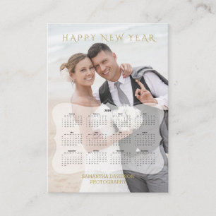 Elegante bruid en bruidegom foto mini-kalender visitekaartje