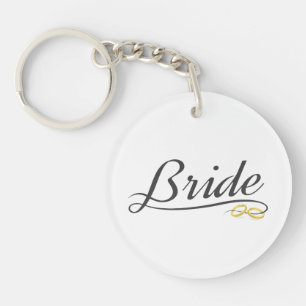 Elegante Bruid Huwelijkscalligrafie Sleutelhange Sleutelhanger