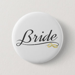Elegante Bruid Huwelijkscalligrafie Speld Knop Ronde Button 5,7 Cm