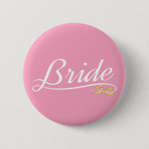 Elegante Bruid Huwelijkscalligrafie Speldknop Ronde Button 5,7 Cm