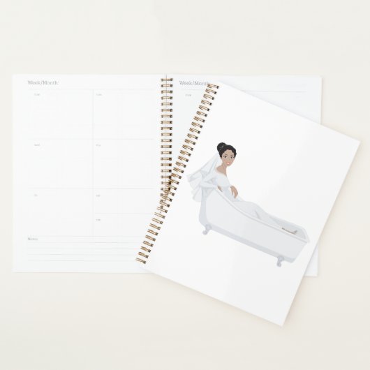 Elegante bruid ontspannen in bad bruiloft ontwerp planner (Display)