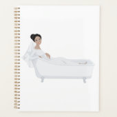 Elegante bruid ontspannen in bad bruiloft ontwerp planner (Voorkant)