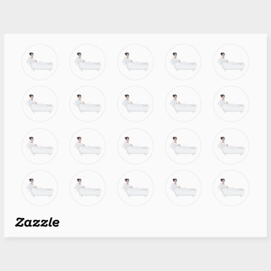 Elegante bruid ontspannen in bad bruiloft ontwerp ronde sticker (Vel)