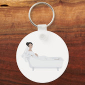 Elegante bruid ontspannen in bad bruiloft ontwerp sleutelhanger (Voorkant)