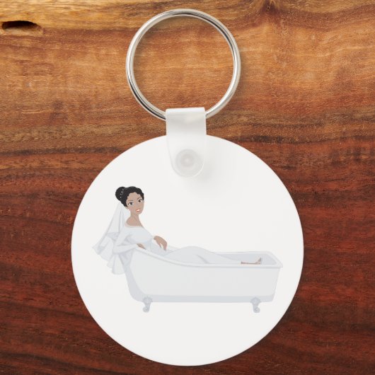 Elegante bruid ontspannen in bad bruiloft ontwerp sleutelhanger (Voorkant)
