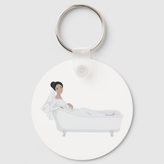 Elegante bruid ontspannen in bad bruiloft ontwerp sleutelhanger (Achterkant)