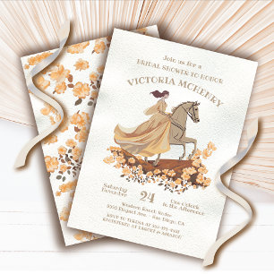 Elegante bruid op Paard bloemenVrijgezellenfeest Kaart