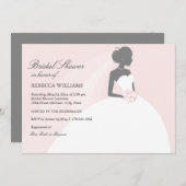 Elegante bruid | Roze Bruids Douche Uitnodiging (Voorkant / Achterkant)