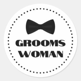 Elegante bruidegom Zwart stropdas stippen Border B Ronde Sticker