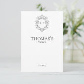 Elegante bruidegom's bruiloft geloften monogram ka informatiekaartje (Staand voorkant)