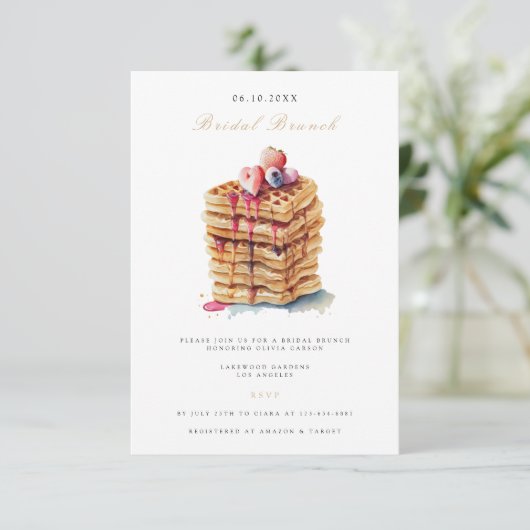 Elegante bruids brunch bruids douche uitnodiging informatiekaartje (Staand voorkant)