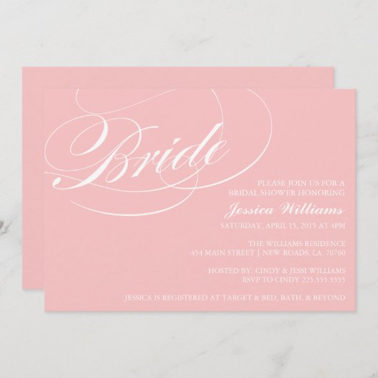 Elegante bruids douche uitnodigingen (Voorkant / Achterkant)