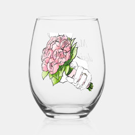 Elegante Bruidsboeket Handschets Wijnglas Zonder Voet