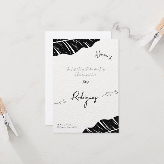 Elegante bruidsdouche uitnodiging Flat Kaart (Voorkant / Achterkant in situ)