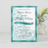 Elegante bruidsdoucheuitnodiging - Blauwgroen Kaart (Staand voorkant)