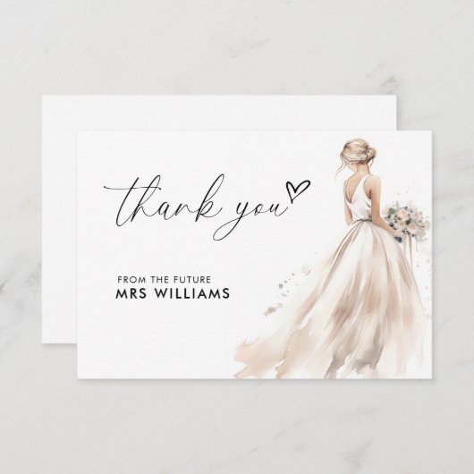 Elegante bruidsjurk bruiloft bruidsjurk bruiloft b bedankkaart (Voorkant / Achterkant)