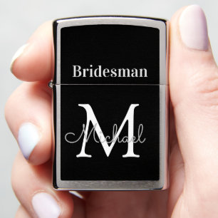 Elegante bruidsman monogram zwart wit