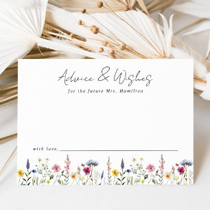 Elegante bruidsmeerderegen met wilde bloemen advieskaart