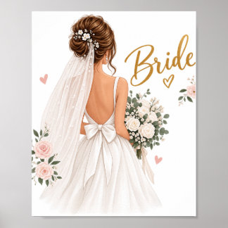 Elegante Bruidsposter – Bloemrijke Trouwjurk zonde Poster