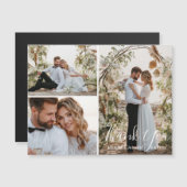 Elegante bruiloft 3 foto's collage dank u magneet (Voorkant / Achterkant)